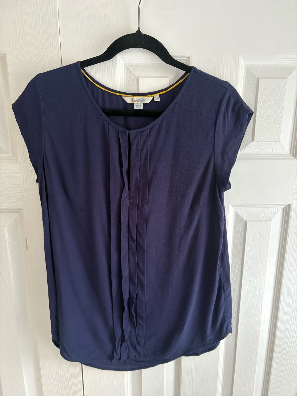 Boden Daily Essentials Navy Pleated Front Blouse